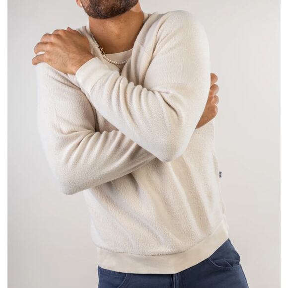 Feat Clothing Mens Medium Oatmilk Cream BlanketBlend Crew Neck Sweatshirt Cotton - Picture 10 of 10